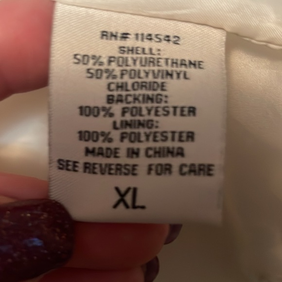 Women's Cream Vegan Leather Jacket - Picture 7 of 16